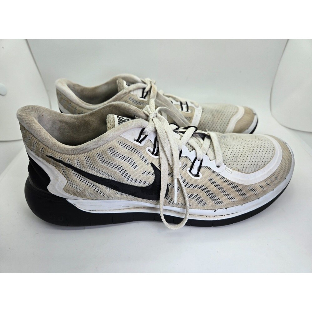 Nike Free Run 5.0 Shoes Men's 8 White Black Running Athletic Workout Sneakers